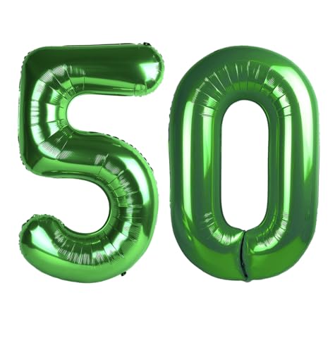 Image of Dark Green Number 50 Balloon 40 Inch, 50th Birthday Party Decorations, Giant 50 Foil Balloon for Party Supplies
