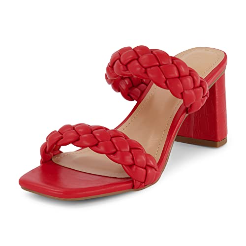 Image of Dunes Iris Chunky Braided Heel Sandals for Women, Block Heel Square Toe Summer Sandals with Memory Foam