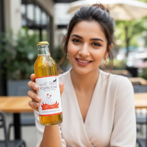Image of KAALI BILLI Kombucha Hot Chilly, Pack of 4 | Fermented Tea, All Natural, Gut Healthy Drink | 4 x 250ml | Vegan, Preservative free, Low calorie, Low sugar