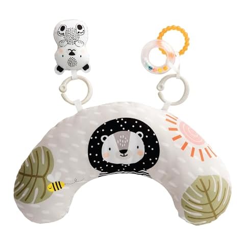 Taf Toys Ergonomic Tummy Time Pillow with Teether and Rattle - Soft and Supportive Baby Prop Pillow for Enhanced Motor Skills Development Cover