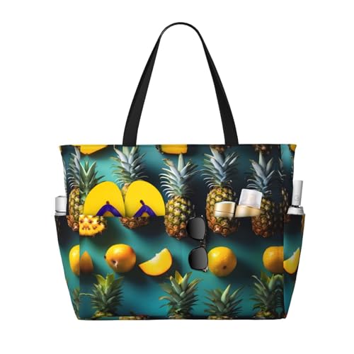 Sac fourre-tout de voyage imprimé ananas et sac de plage imperméable