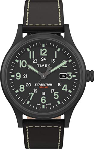 Timex Men's Expedition Scout Solar 40 mm Leather Watch TW4B18500