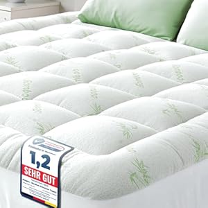 Matratzen Topper für himmlischen Komfort – Ultraweicher, atmungsaktiver und kühlender Matratzenschoner aus Bambusviskose – 160 x 200 cm, Tiefe Taschenpassform