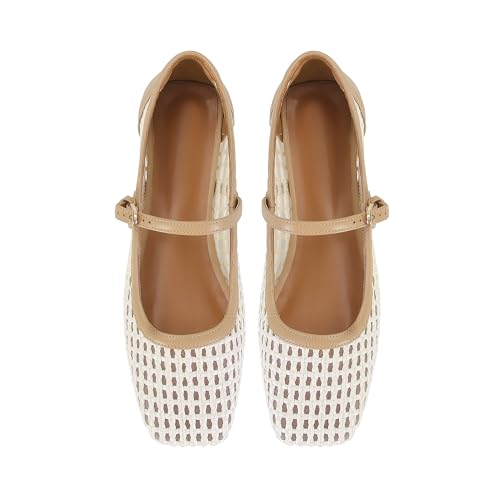 SOVANYOU Woven Ballet Flats with Strap Comfortable Flats for Women Rattan Shoes Mesh Mary Jane Flats Casual Dressy Raffia Cute Flat Shoes2