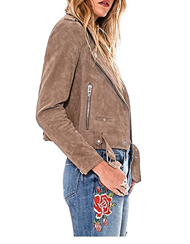 [BLANKNYC] womens Luxury Clothing Cropped Suede Leather Motorcycle Jackets, Comfortable & Stylish Coats3