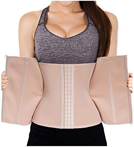 Bafully Corset gainant pour femme avec 3 rangées de crochets et fermeture Éclair - Beige - X-Small Cover