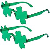 ALLGAYER 2 Paar St. Patricks Day Brille, grüne vierblättrige Kleeblatt-Sonnenbrille, rahmenlose Neuheit Brille für Damen und Herren, irische Partygeschenke, Zubehör für Kobold, Kostüm, Verkleidung