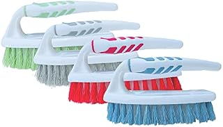 Scrubbing Brush Heavy Duty Hand Scrubber with Stiff Hand Scrub Deck Brush and Stiff Natural Bassine Bristles Comfortable Grip Ideal Floor Brush Decking Home Care & Cleaning (1 Pack ) Random Color