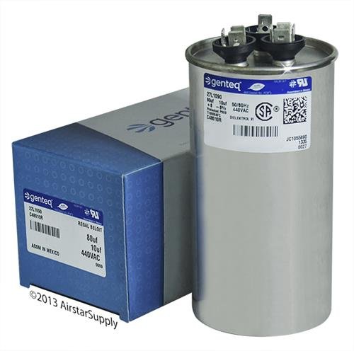 Packard PRCFD8010 - 80 + 10 uF MFD x 440 VAC Genteq Replacement Dual Capacitor Round # C48010R / 27L1090
