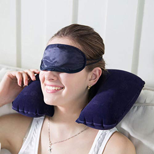 Almohada de viaje inflable forma U ligera portátil miniatura 1