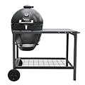 Brand-Man Charcoal Grills with Table Cart, Rodeo Deluxe Steel Kamado Grill and Smoker 22in Cast Iron Cooking Grids Perfect for Outdoor Cooking