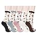 Benefeet Sox Womens Lace Sheer Socks Thin Nylon Crystal Glass Ruffle Socks Girls Cute Floral Patterned Frilly Mesh Sock Ankle Fancy Clear Transparent See Through Summer Sock 5 Pack