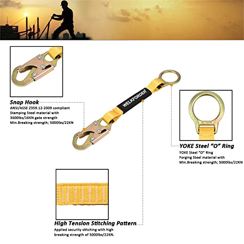 Welkforder 18-Inch D-Ring Extender Fall Protection With Snap Hook Connector And"O" Ring Ansi Complaint #TOP2