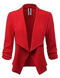 FASHIONOLIC Women's 3/4 Sleeve Blazer Open Front Cardigan Jacket Casual Work Office Blazer (Made in