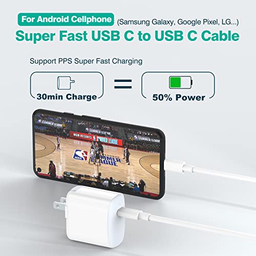 Image of USB C to USB C Cable (2-Pack, 6.6ft) for MacBook Air /Pro Charger, iPad Pro 12.9 /11 inch, iPad Air 5 /4, Mini 6, iPhone 17 /16 /15, Pixel, Galaxy S25 /S24, Switch 2, Type C Fast Charging Cord