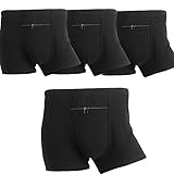 LUEXBOX Pocket Underwear for Men with Secret Hidden Pocket, Travel Boxer Briefs, Large Size 4 Packs (Black)