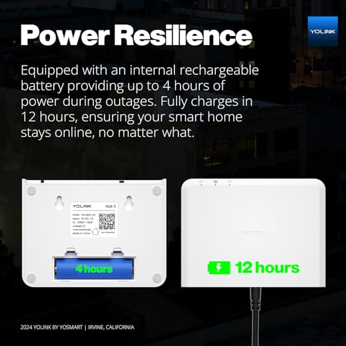 Image of YoLink Hub 3 Smart Home Gateway: 4G LTE Cellular ($6.99 Monthly Fee), WiFi, Ethernet, Battery Backup Seamless Plug & Play Installation, Ideal for Remote & Urban Residences, 1 /4 Mile Extended Range