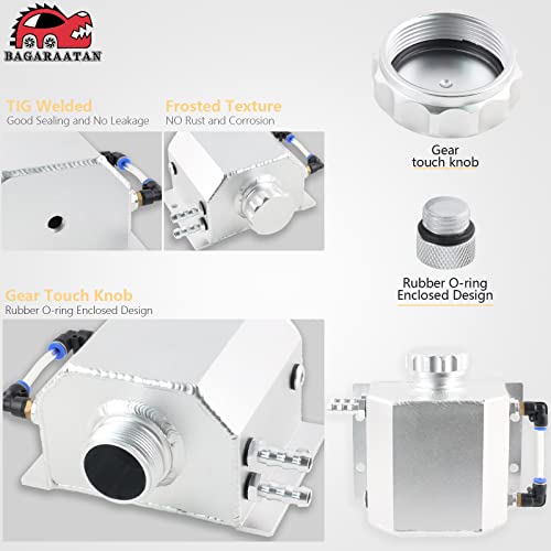 Bagaraatan Universal 1L Coolant Radiator Tank,Coolant Overflow Tank Radiator Overflow Tank,Expansion Tank Recovery Water Tank Reservoir (Silver) #TOP2