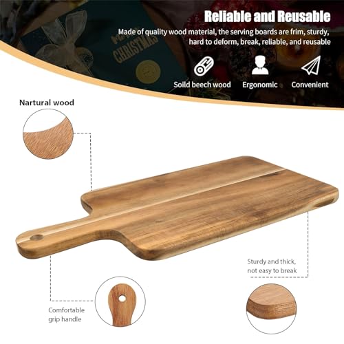 10 Piezas Tabla de Cortar de Madera de Acacia con Mango miniatura 3