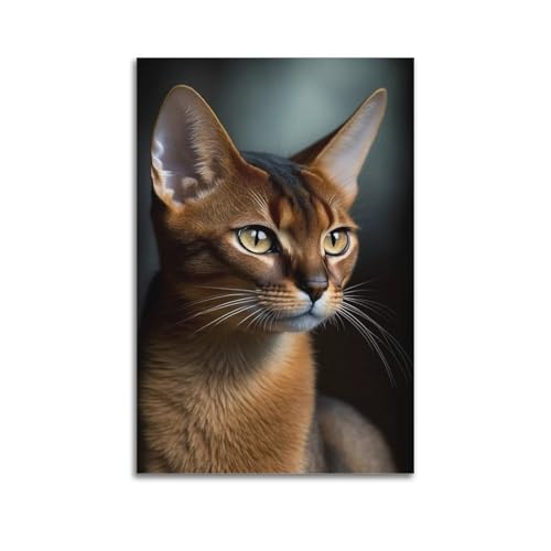 Portrait de chat abyssin prestige peinture murale artistique luxe