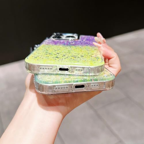 Coque de téléphone à paillettes dégradées de luxe iPhone 13 antichoc rose violet