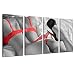 Live Art Decor - Beautiful Sexy Lady in Elegant Red Bra Picture Printed on Canvas Stretched and Framed Ready to Hang,Modern Bedroom Decoration Naked Girl Body Art Print Set of 4,-12"x24"x4
