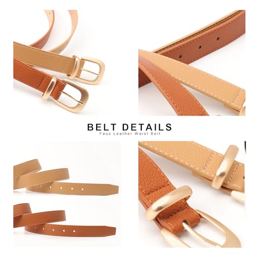 Belt for Women Ladies Waist Belt for Jeans Dress Fashion PU Leather Belt with Gold Buckle3