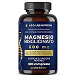 Magnesio Bisglicinato Puro 600mg 300 Compresse - Contribuisce alla Riduzione della Stanchezza Fisica e Mentale, Funzione Muscolare e Sistema Nervoso