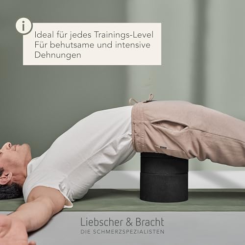 Liebscher & Bracht Original Rückenretter: Rückenstrecker, Brust- & Rückendehner mit Rille für Wirbelsäulen + Höhenregulierung, Rückentrainer Made in Germany, Übungen in der App Schwarz