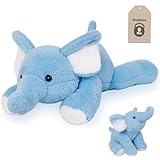 JellyMallow 5 lbs 27' Weighted Elephant Stuffed Animals Blue, Giant Elephant Plush Pillow Huggable Plushie for Kids and Adults