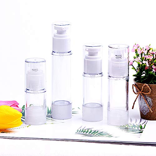 Miniatura 8 de Bomba de crema cosmética transparente sin aire, dispensador de loción de viaje de plástico vacío para champú, base líquida, crema facial, paquete de