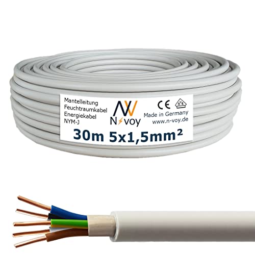 NYM- J 5×1, 5 mm² 30m Mantelleitung Installationskabel Stromkabel nach DIN VDE 0250 M12