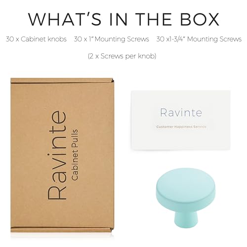 Image of Ravinte 30 Pack Drawer Pulls 1-1 /4 Inch Kitchen Cabinet Knobs Solid Round Dresser Drawer Knobs Green Dresser Knobs Drawer Knobs Simple Cabinet Hardware for Cupboard Drawer Pulls