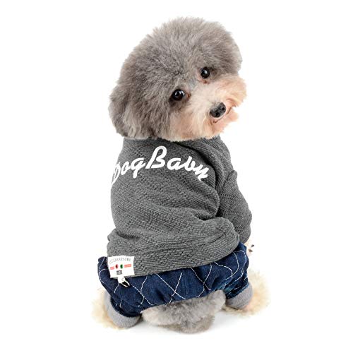 Ranphy Dog Winter Jumpsuit Girl Boy Sweater Chihuahua Yorkie Fleece Clothes Pajamas Puppy Cold Weather Costumes Warm Pet Apparel Clothing for Small Dog Cats Gray S