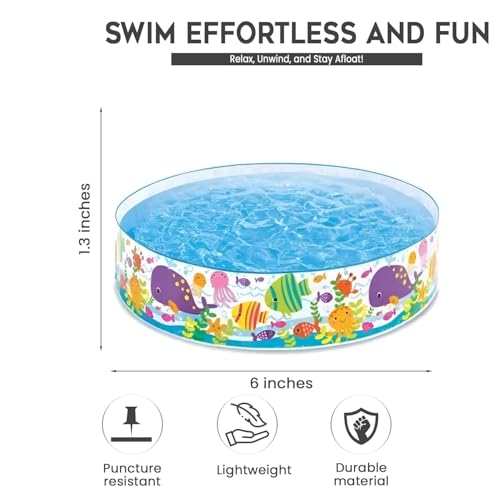 Image of P FOR POGU 6' x 1'3 inch Ocean Play Snapset Pool Air Inflatable Tube with 37 inch Height & 958L Capacity Swimming Floater Bathtub Swim Float Water Tub for Outdoor 3+ Year Kids & Adults (Pack of 1)