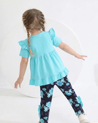 Image of Weebaby Baby Girl Clothes Infant Toddler Girl Clothing Ruffle Shirt High Low Top Floral Allover Pant Little Girls Clothes