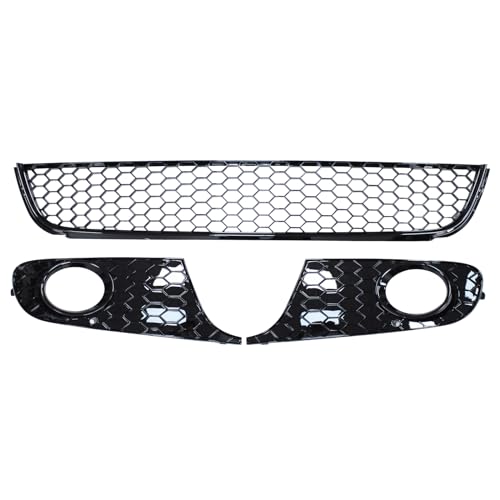 ApplianPar Front Lower Bumper Grill Grille Honeycomb Mesh with Left Right Side Fog Light Cover for VW Golf Jetta SportWagen MK6