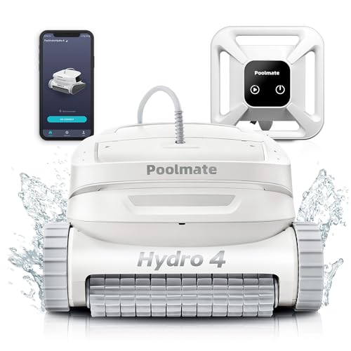 Poolmate Hydro 4 - Limpiador robótico inalámbrico para piscinas enterradas con control de aplicación, cesta de filtro de 4.1 L, aspiradora robot de piscina de tiempo de funcionamiento de 210 minutos,