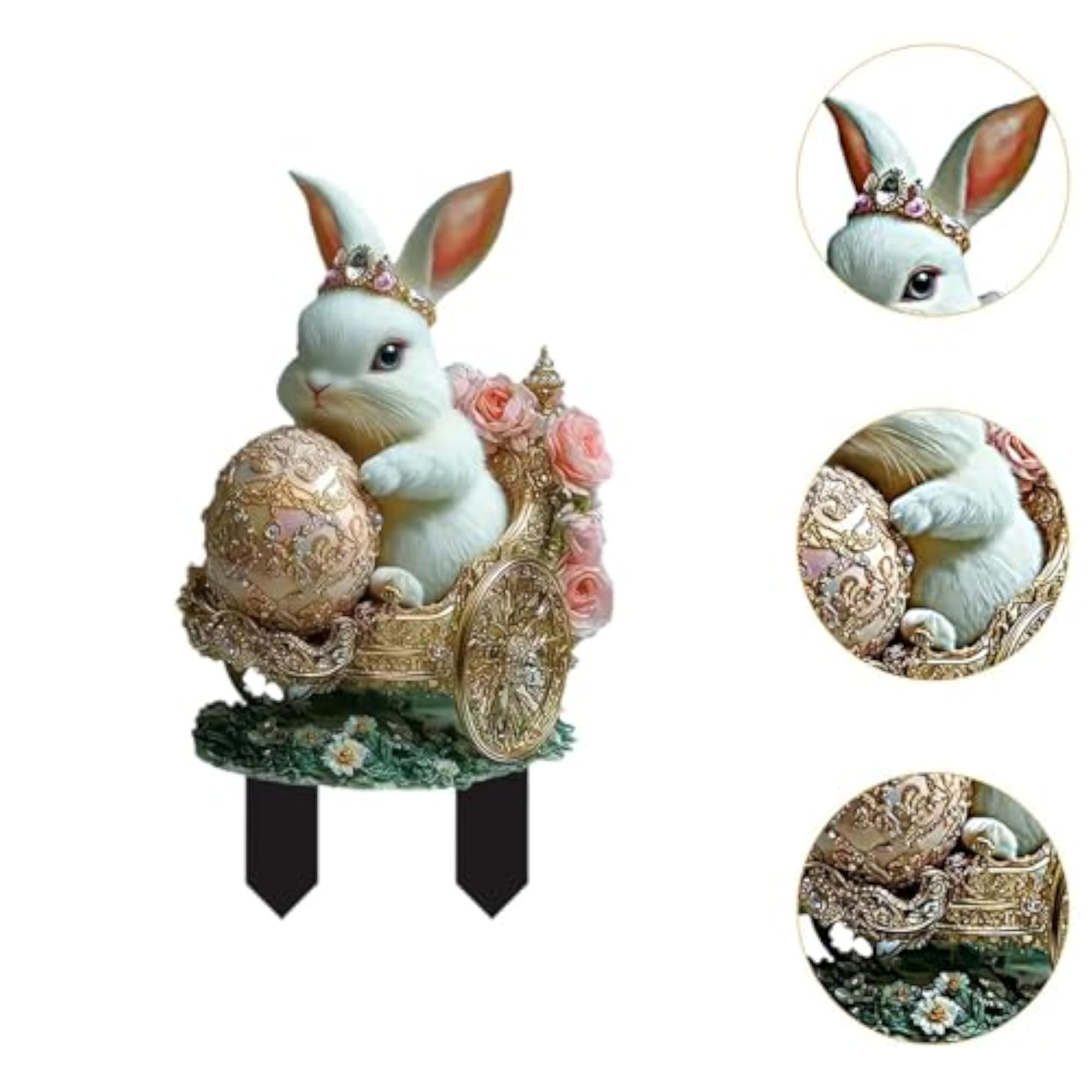 Easter Yard Sign Bunny Garden Stake for Flower Pots