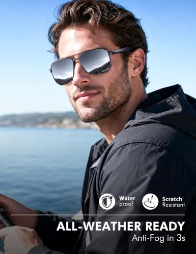 Image of Luenx Aviator Polarized Sunglasses for Men: Square UV400 Driving