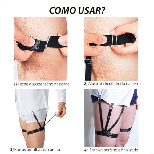 Par de Suspensórios Masculino Feminino Segura Camisa Cinta Liga T Holder Prendedor Ajustável Preto (