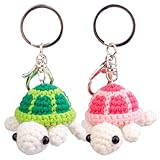 MuMyer Funny Crochet Sea Turtle, 2 Pack Handmade Emotional Support Turtle Knitting Doll Gift With Detachable Keychain(K1)