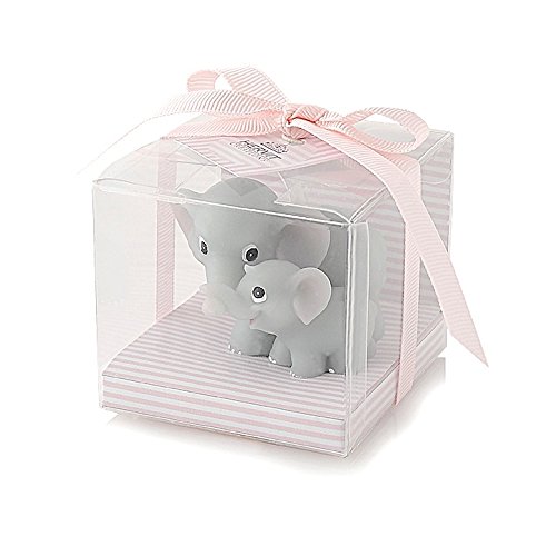 HERVIT ART. 24838 - Velas par de elefantes Baby rosa
