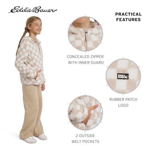 Image of Eddie Bauer Girls' Quest Plush High Pile Faux Sherpa Hooded Jacket