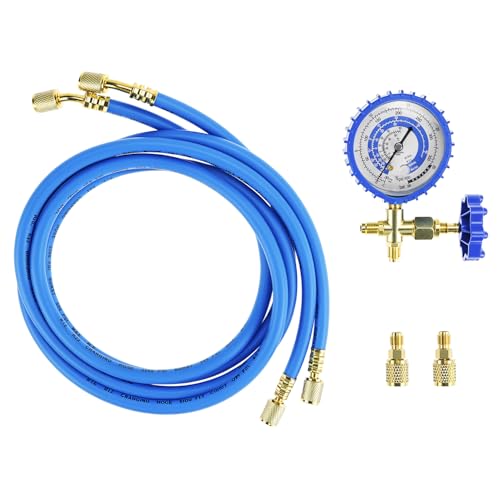 QWORK Recharge Kit with AC Charging Hose & Manifold Gauge - Compatible with R410a, R22, R134a - 59