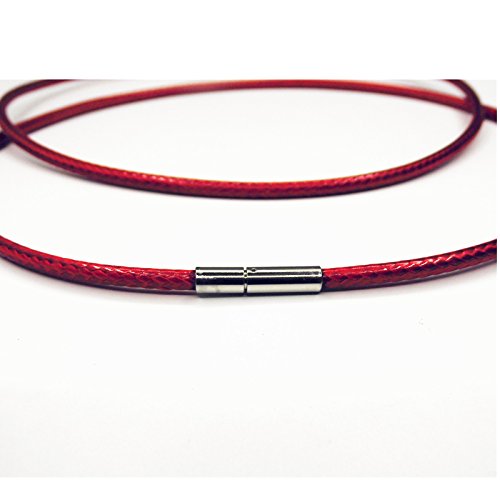 Image of Glory Qin 2mm Black Leather Cord Stainless Steel Rice Clasps Necklace Rope 16 to 28 Inch