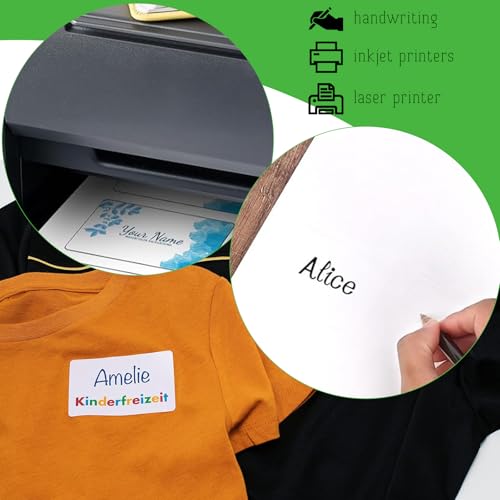 VIDSTW 150 Piezas Etiquetas para Ropa Personalizadas Autoadhesivo Etiquetas Ropa 5x8CM Custom Fabric Labels Imprimible Pegatinas Nombre Personalizado Removible sin Residuos para Camisetas Chaquetas