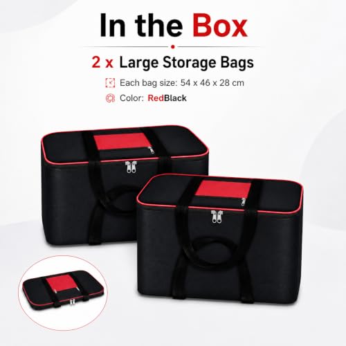 Image of VERVENIX Large Underbed Storage Bags 2 Pack, Moisture Proof Clothes Storage Organizer for Blankets, Comforters, Bedding, Pillows & Seasonal Items, Foldable Zipper Storage Box - Red Black