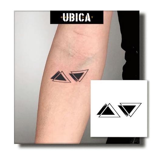 UBICA Geometric Temporary Tattoos(Triangle), 2 Sheets Minimalist Fine Line Small Fake Tattoo Stickers for Arm Hand, Realistic Waterproof Lasts 1-2 Weeks Semi Permanent Tattoo, Non-Reflective
