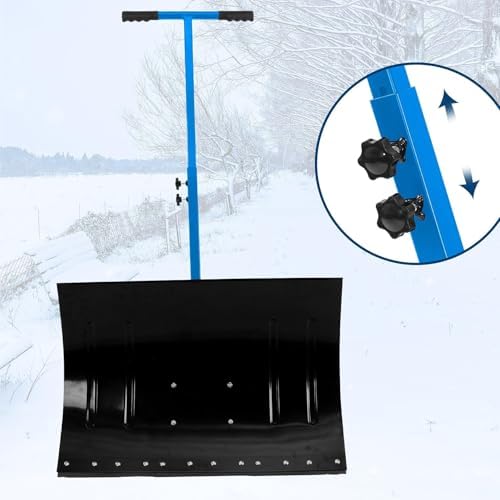 Heavy-Duty Wheeled Snow Plow with Adjustable Handle & Ergonomic Snow Shovel – Perfect for Driveways & Sidewalks (Red, 29.1" W x 19.7" H)